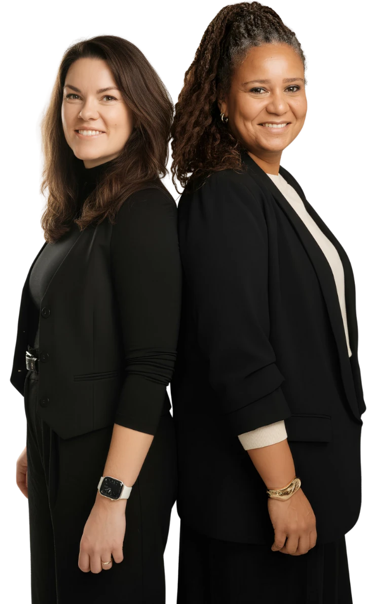 Core Value Claudia Tutino und Patricia Nubi heroimage founder Rücken an Rücken